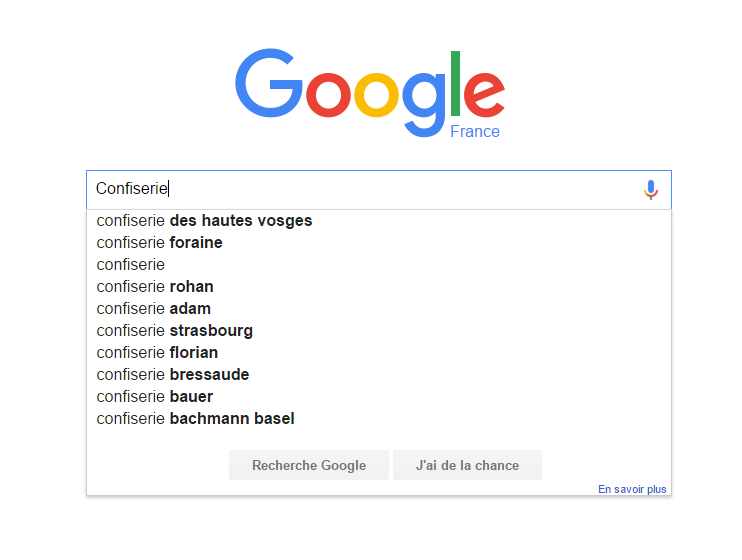 Recherche Google SEO Confiserie