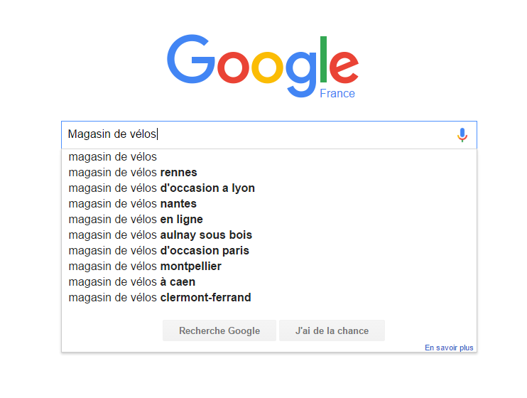 Recherche Google SEO Magasin de vélos